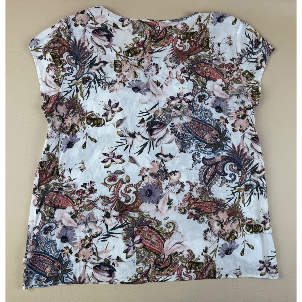 Boho Paisley Floral Blouse Viscose Cap Sleeve XL Soyaconcept